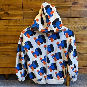 NWT Bobo Choses Kids' Doggy Mate Organic Cotton Fleece Zip Hoodie.
